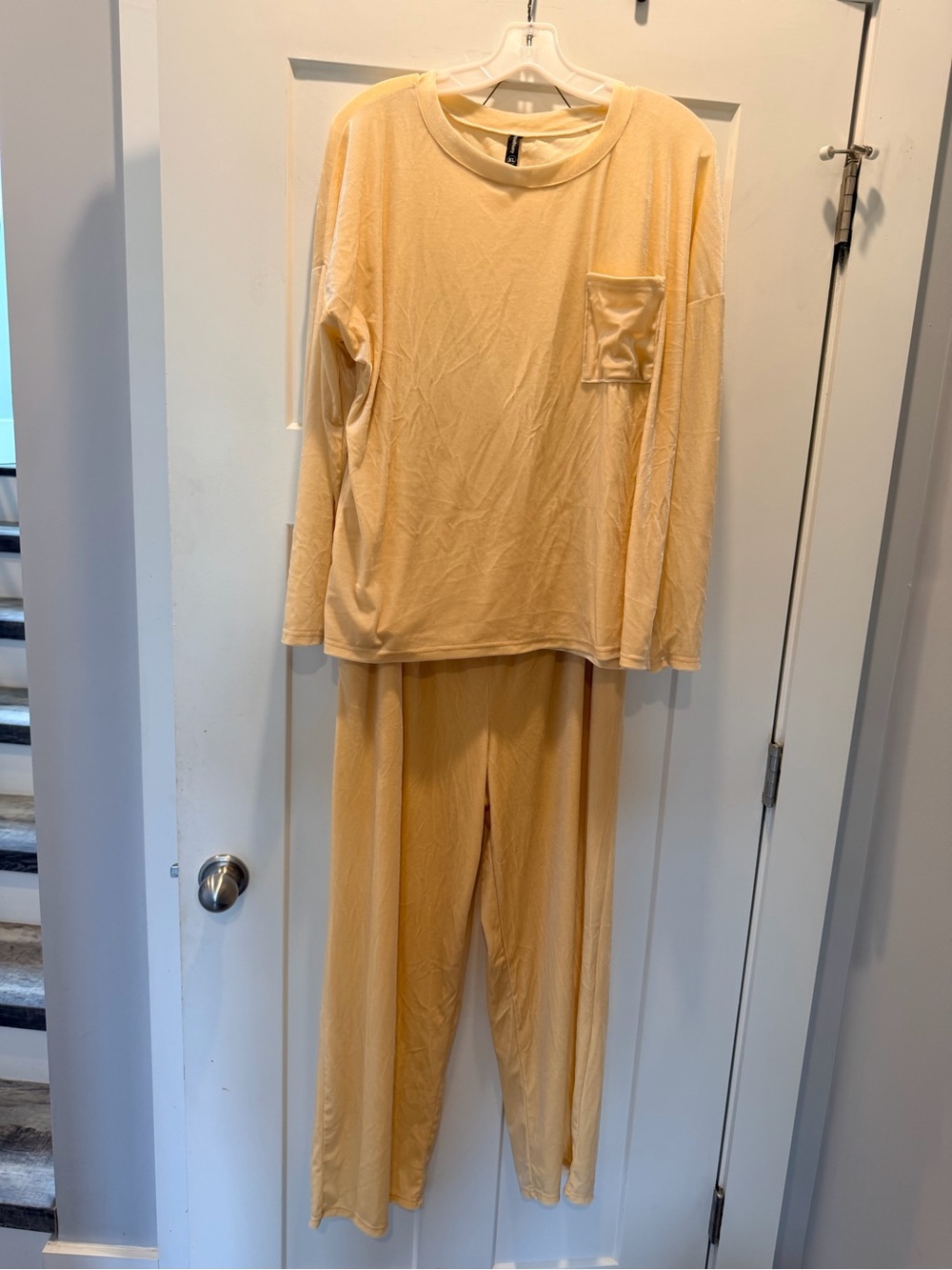 PrinStory Cream 2 Piece Lounge Set XL Long Sleeve Top Pants Soft Cozy